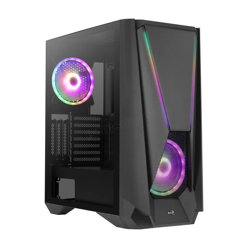 Boitier Moyen Tour E-ATX AeroCool Visor RGB avec panneau vitré (Noir)