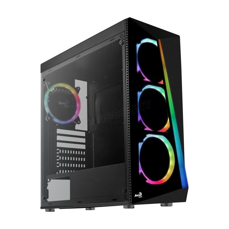 Boitier Moyen Tour ATX AeroCool Shard Tempered Glass ARGB avec panneau vitré (Noir)