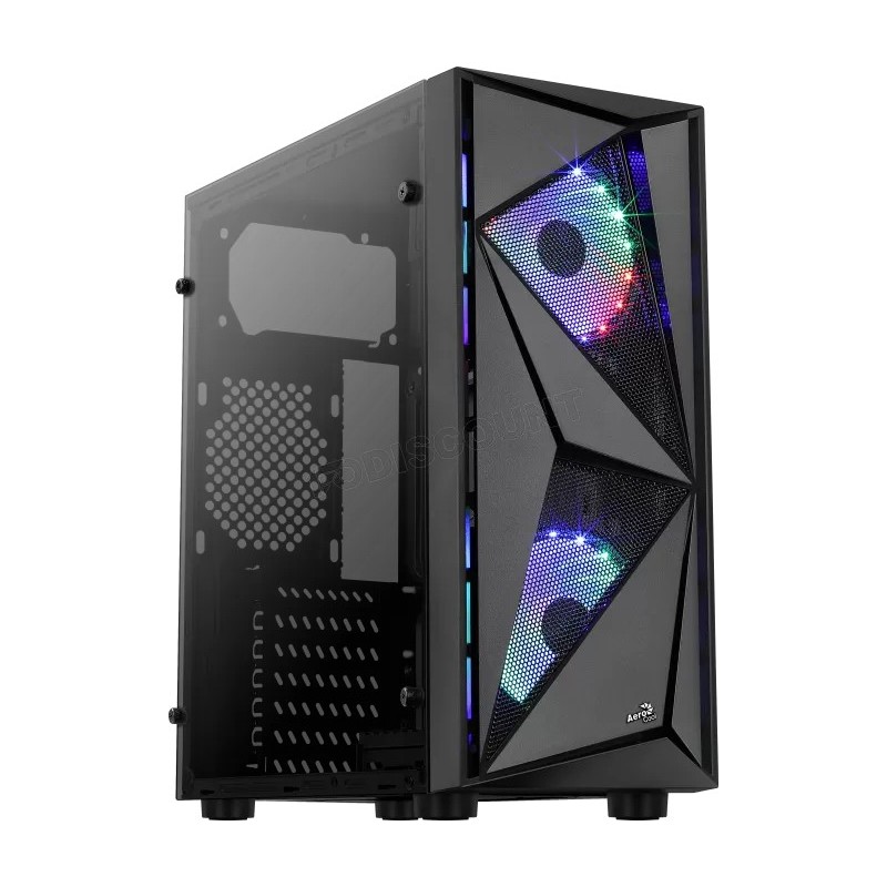 Boitier Moyen Tour ATX AeroCool Glider Tempered Glass RGB avec panneau vitré (Noir)