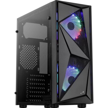 Boitier Moyen Tour ATX AeroCool Glider Tempered Glass RGB avec panneau vitré (Noir)