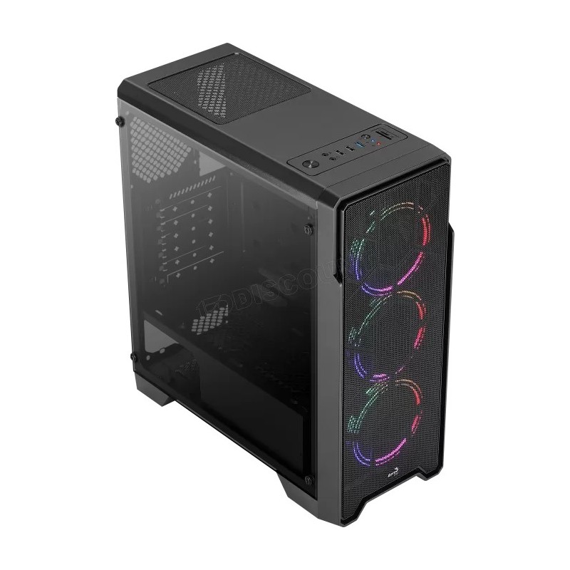 Boitier Moyen Tour ATX AeroCool Ore-G Saturn V1 RGB avec panneau vitré (Noir)