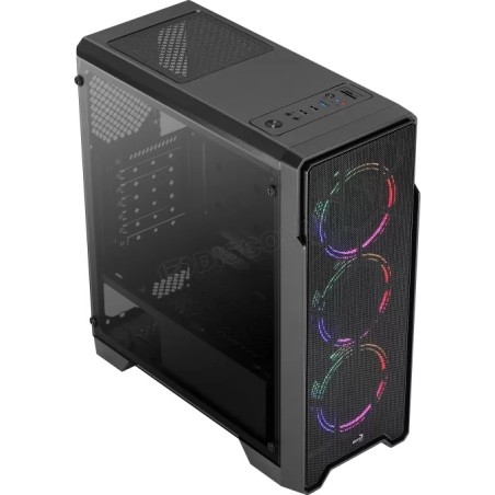 Boitier Moyen Tour ATX AeroCool Ore-G Saturn V1 RGB avec panneau vitré (Noir)