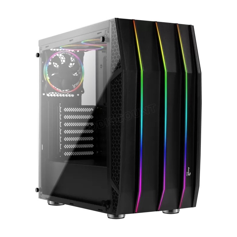 Boitier Moyen Tour ATX AeroCool Klaw RGB avec panneaux vitrés (Noir)