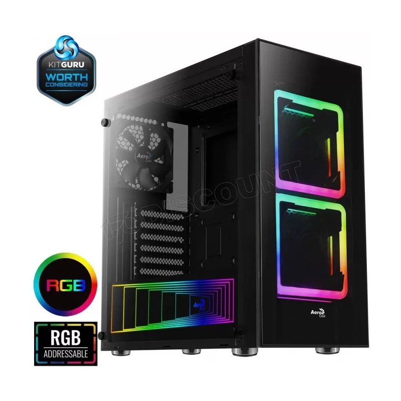 Boitier Moyen Tour ATX AeroCool Tor RGB avec panneaux vitrés (Noir)