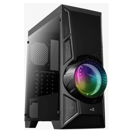 Boitier Moyen Tour ATX AeroCool AeroEngine Tempered Glass RGB avec panneau vitré (Noir)