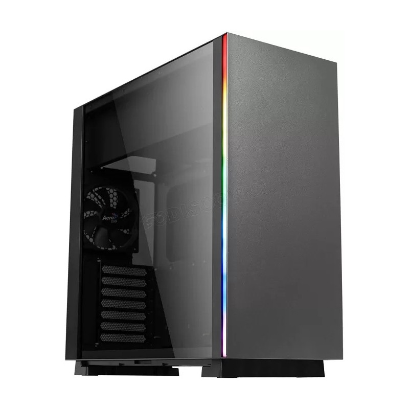 Boitier Moyen Tour ATX AeroCool Glo RGB avec panneau vitré (Noir)