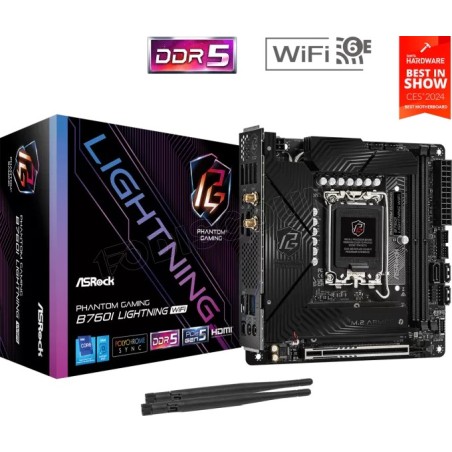 Carte Mère ASRock B760I Phantom Gaming Lightning WiFi DDR5 (Intel LGA 1700) Mini ITX