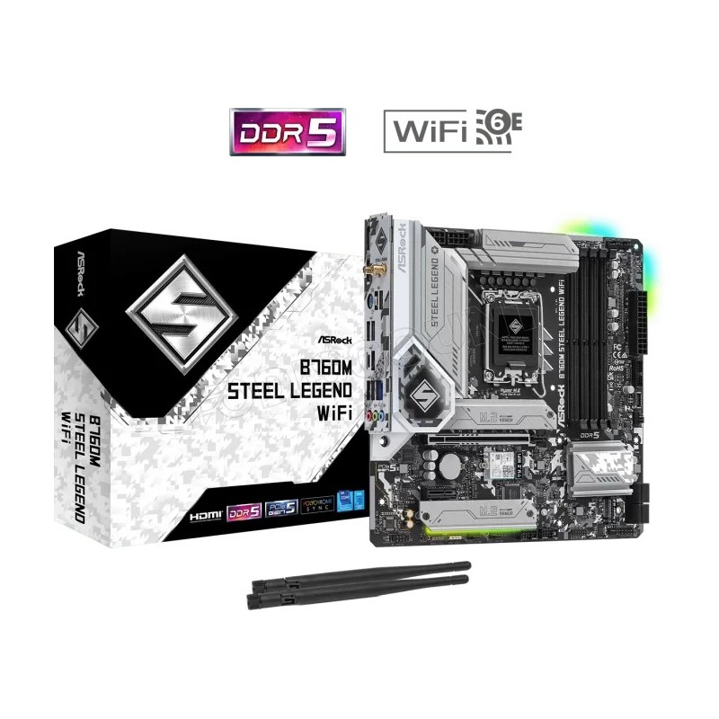 Carte Mère ASRock B760M Steel Legend WiFi DDR5 (Intel LGA 1700) Micro ATX