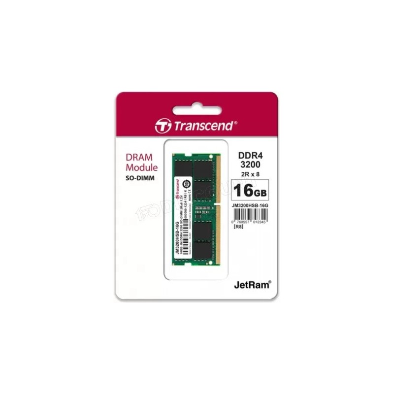 Barrette mémoire SODIMM 16Go DDR4 Transcend JetRam 3200Mhz CL22 (Vert)