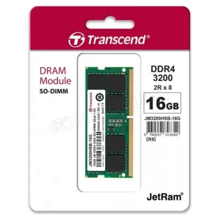 Barrette mémoire SODIMM 16Go DDR4 Transcend JetRam 3200Mhz CL22 (Vert)