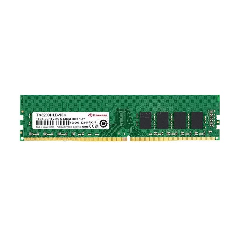 Barrette mémoire 16Go DIMM DDR4 Transcend 3200Mhz (Vert)