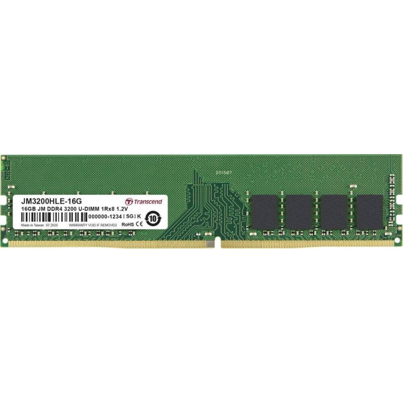 Barrette mémoire 16Go DIMM DDR4 Transcend JetRam  3200Mhz (Vert)