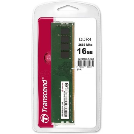 Barrette mémoire 16Go DIMM DDR4 Transcend JetRam  2666Mhz (Vert)