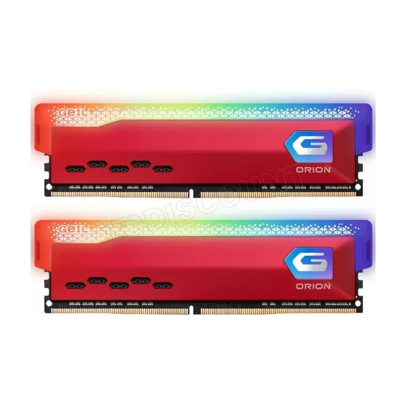 Kit Barrettes mémoire 16Go (2x8Go) DIMM DDR4 GeIL Orion RGB 3200Mhz AMD (Rouge)