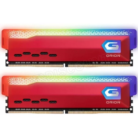 Kit Barrettes mémoire 16Go (2x8Go) DIMM DDR4 GeIL Orion RGB 3200Mhz AMD (Rouge)