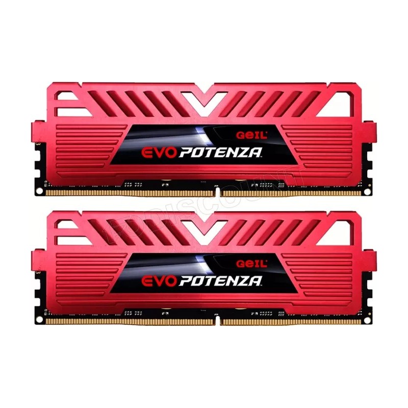 Kit Barrettes mémoire 16Go (2x8Go) DIMM DDR4 GeIL Evo Potenza 3200Mhz (Rouge)