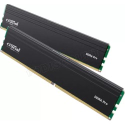 Kit Barrettes mémoire 32Go (2x16Go) DIMM DDR4 Crucial Pro  3200Mhz (Noir)