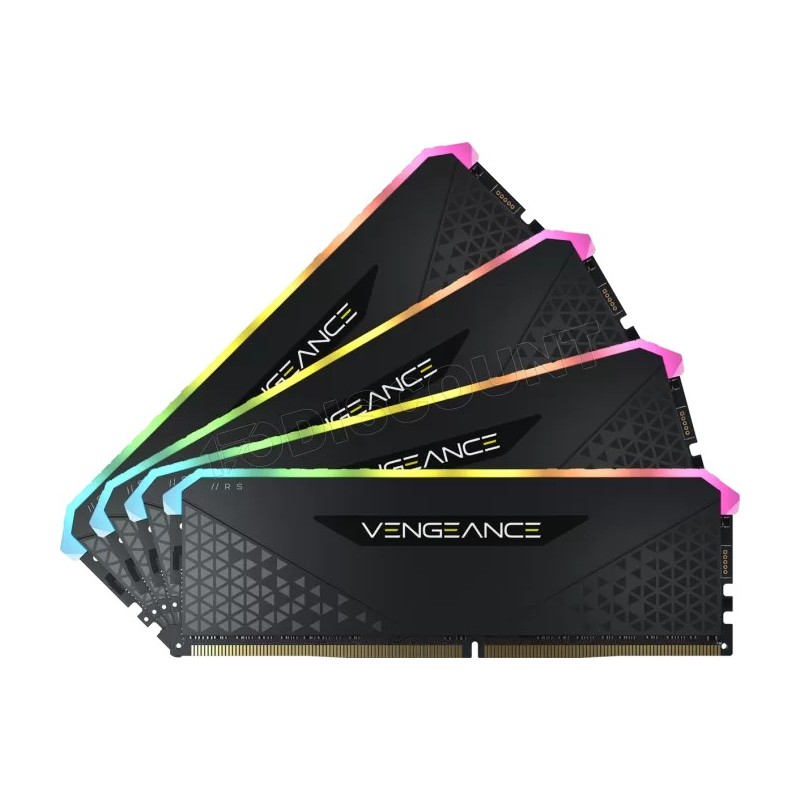 Kit Barrettes mémoire 32Go (4x8Go) DIMM DDR4 Corsair Vengeance RS RGB  3200Mhz (Noir)