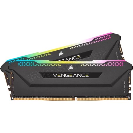 Kit Barrettes mémoire 32Go (2x16Go) DIMM DDR4 Corsair Vengeance RT RGB  3600Mhz (Noir)