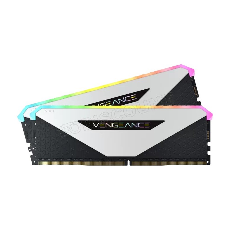 Kit Barrettes mémoire 32Go (2x16Go) DIMM DDR4 Corsair Vengeance RT RGB  3600Mhz (Noir/Blanc)