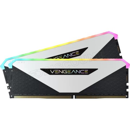 Kit Barrettes mémoire 32Go (2x16Go) DIMM DDR4 Corsair Vengeance RT RGB  3600Mhz (Noir/Blanc)