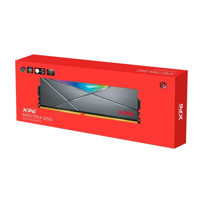 Barrette mémoire 8Go DIMM DDR4 Adata XPG SpectriX D50 RGB  3200Mhz (Gris)