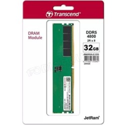 Barrette mémoire 32Go DIMM DDR5 Transcend JetRam 4800Mhz (Vert)