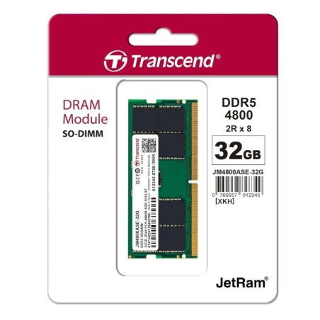 Barrette mémoire SODIMM DDR5 32Go Transcend 4800MHz (Vert)