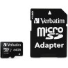 Carte mémoire Micro SD Verbatim Pro U3 - 64Go avec adaptateur