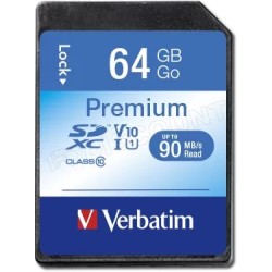 Carte mémoire SD Verbatim U1 Premium - 64Go