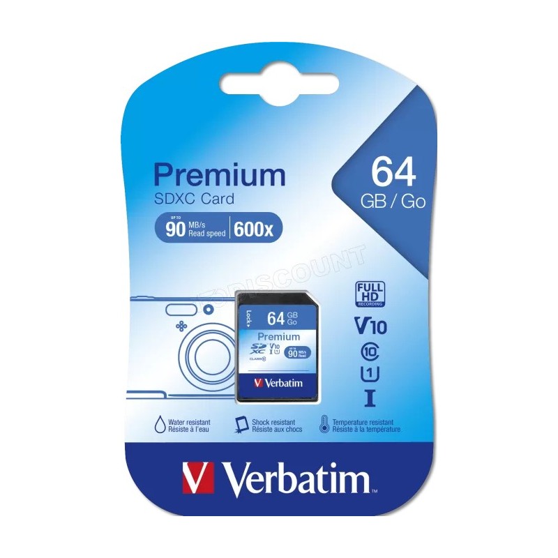 Carte mémoire SD Verbatim U1 Premium - 64Go