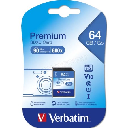 Carte mémoire SD Verbatim U1 Premium - 64Go